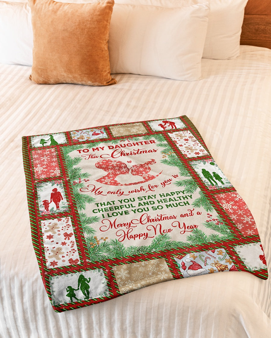 To My Daughter Merry Christmas And Happy New Year Blanket Gift For Daughter From Mom Dad Birthday Gift Home Decor Bedding Couch Sofa Soft And Comfy Cozy