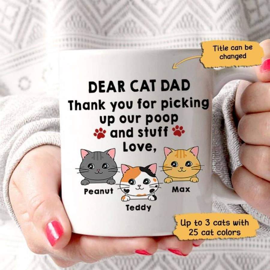 Peeking Cat Cute Thanks For Picking Up Poop Personalized Coffee Mug