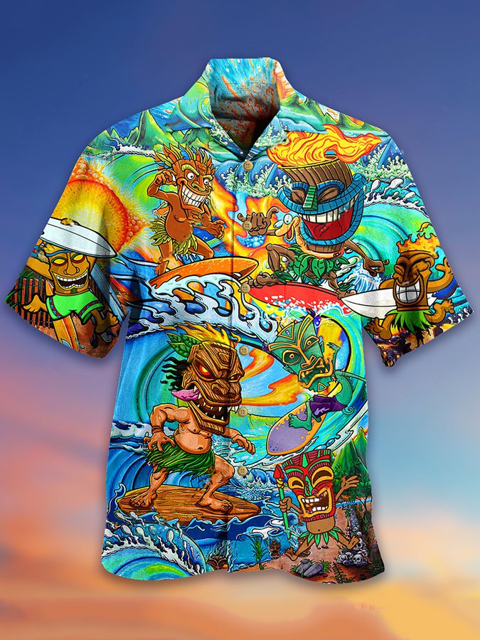 Classic Hawaii Shirt Aloha Tiki Suring Into The Sunset Hawaii Ha45726