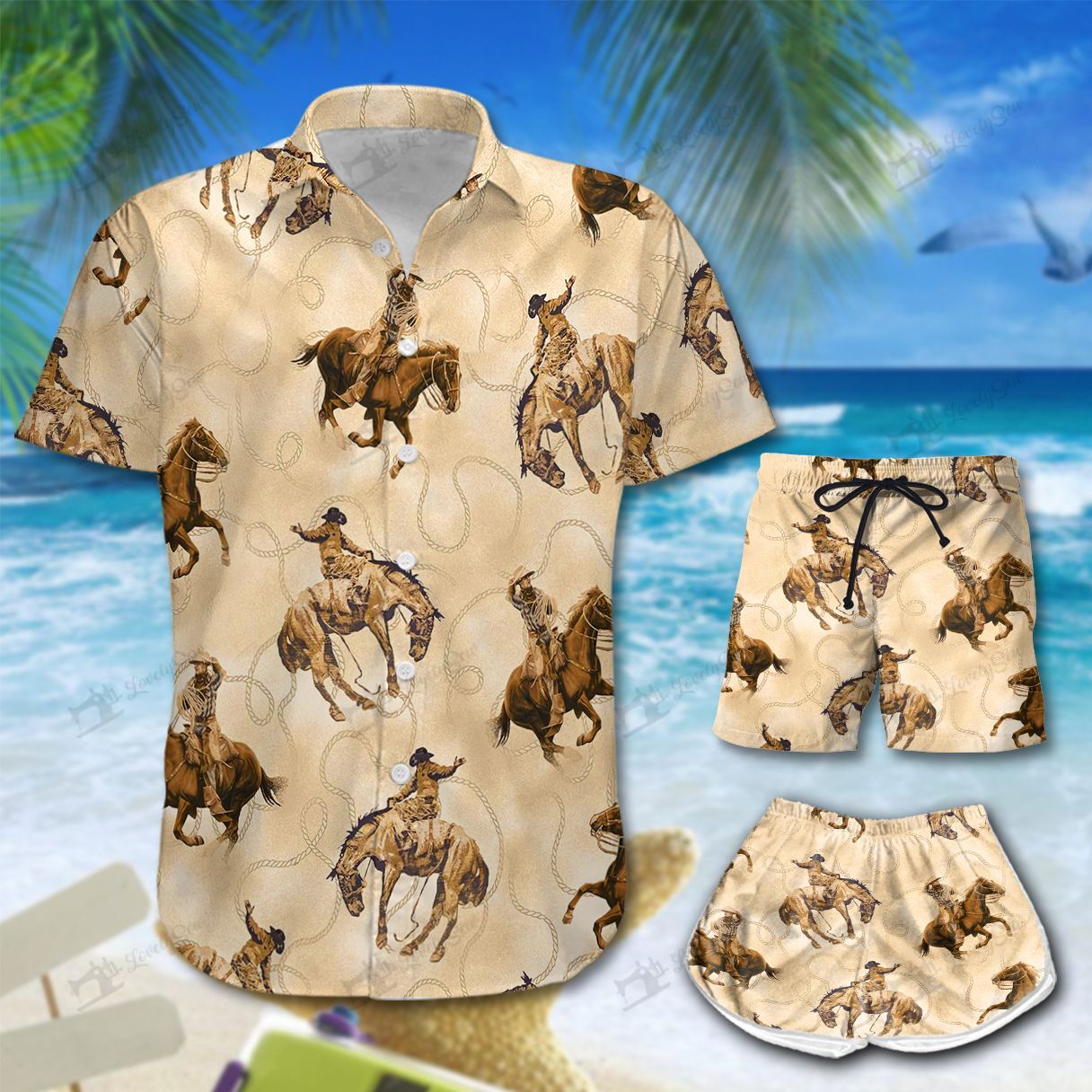 Cowboy Rodeo Rope Hawaiian Shirt Shorts Ha59345