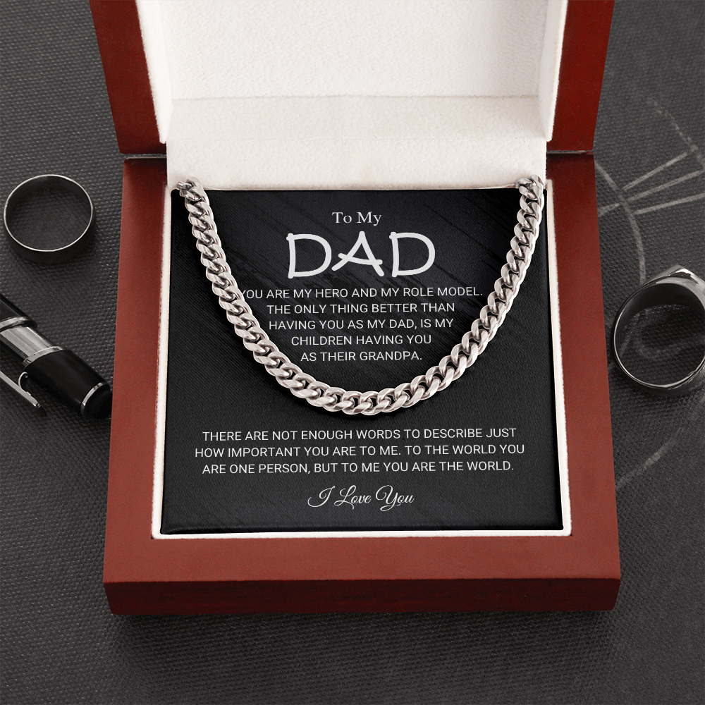 To My Dad Cuban Chain Necklace, Gift For Him, Dad Birthday, Father’S Day Gift