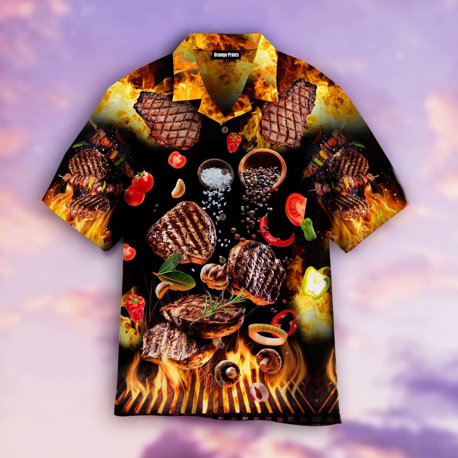 Food Bbq On Fire Hawaii Shirt For Men Women Ha103600