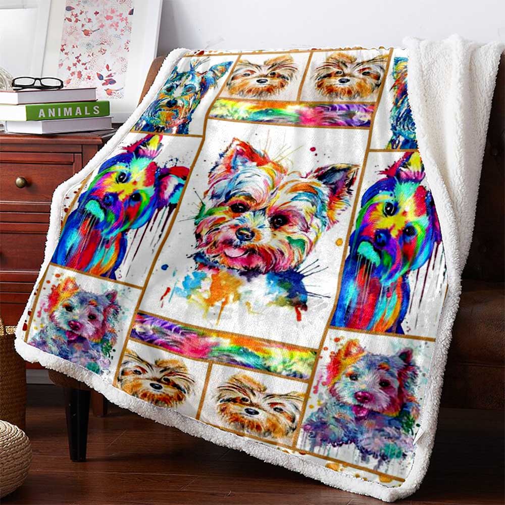 Yorkie 3D Custom Personalized Premium Fleece Blanket