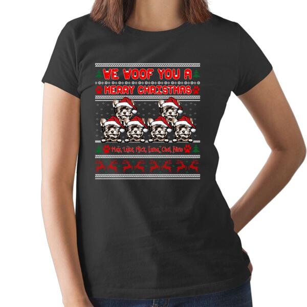 Personalized Shirt, Up To 6 Dogs, We Woof You A Merry Christmas, Christmas Gift For Dog Lovers