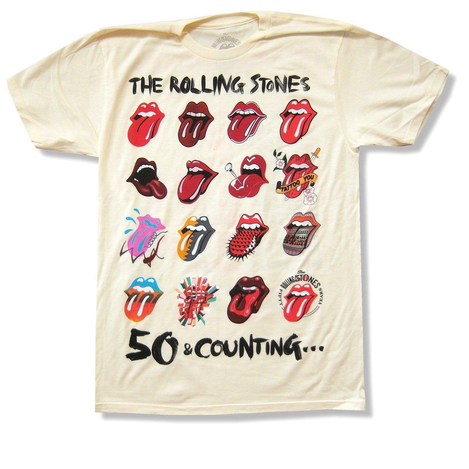 BACK&FRONT The Rolling Stones Tongue Evolution 2013 Tour Cream T-Shirt