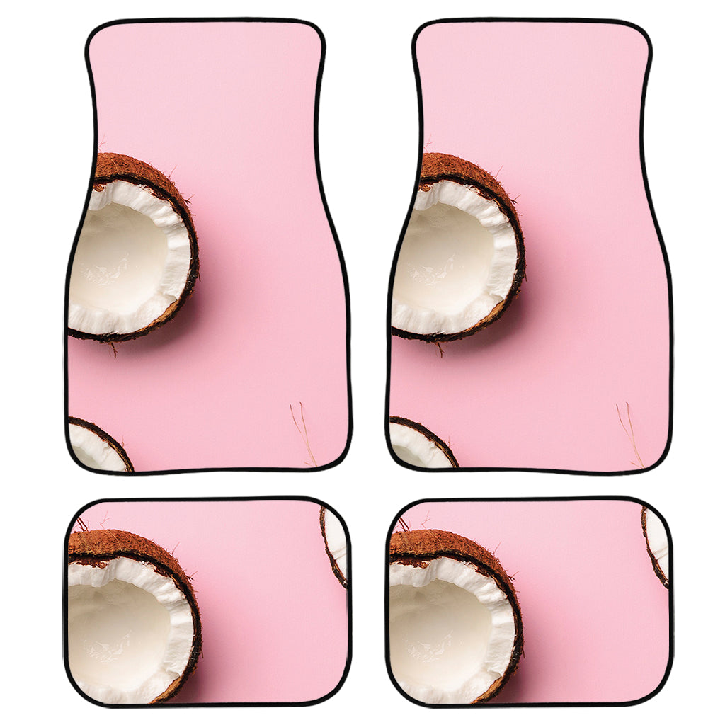 Pink Coconut Pattern Print Front And Back Car Floor Mats, Front Car Mat