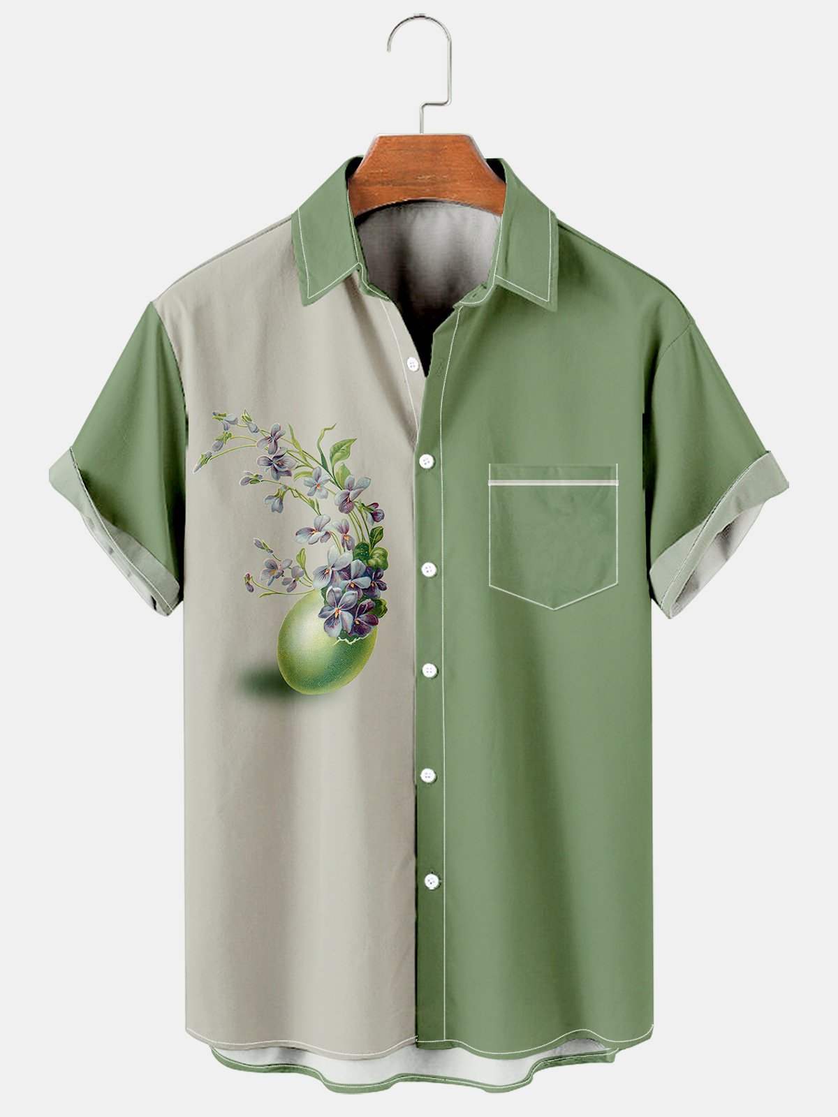 Easter Egg Graphic Short Sleeve Casual Hawaii Shirt Ha69885