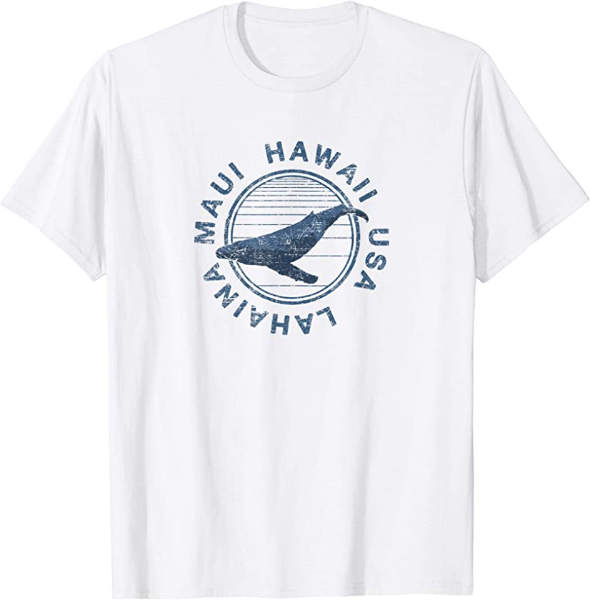 Maui Hawaii Lahaina Vintage Whale Retro T-Shirt