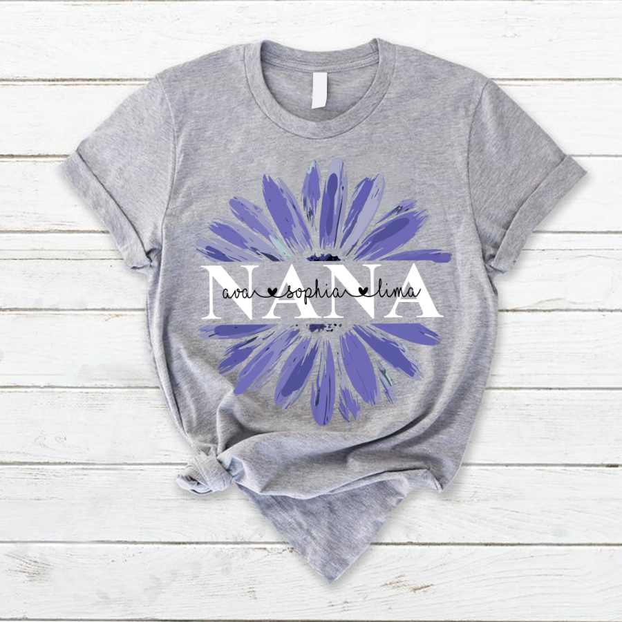 Personalized Nana With Grandkids Daisy Color T-Shirt, Mother’S Day Gift Shirt