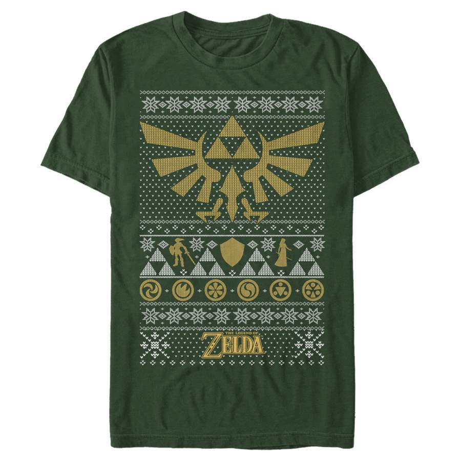 Nintendo Men’s Ugly Christmas Legend of Zelda Triforce  T Shirt