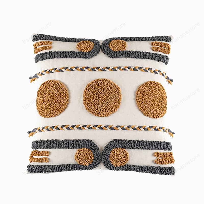 Boho Style Cushion Cover 45X45Cm/30X50Cm Cotton Pillow Cover Coffee Loop Tufted For Home Decoration Natural Living Room Sofa