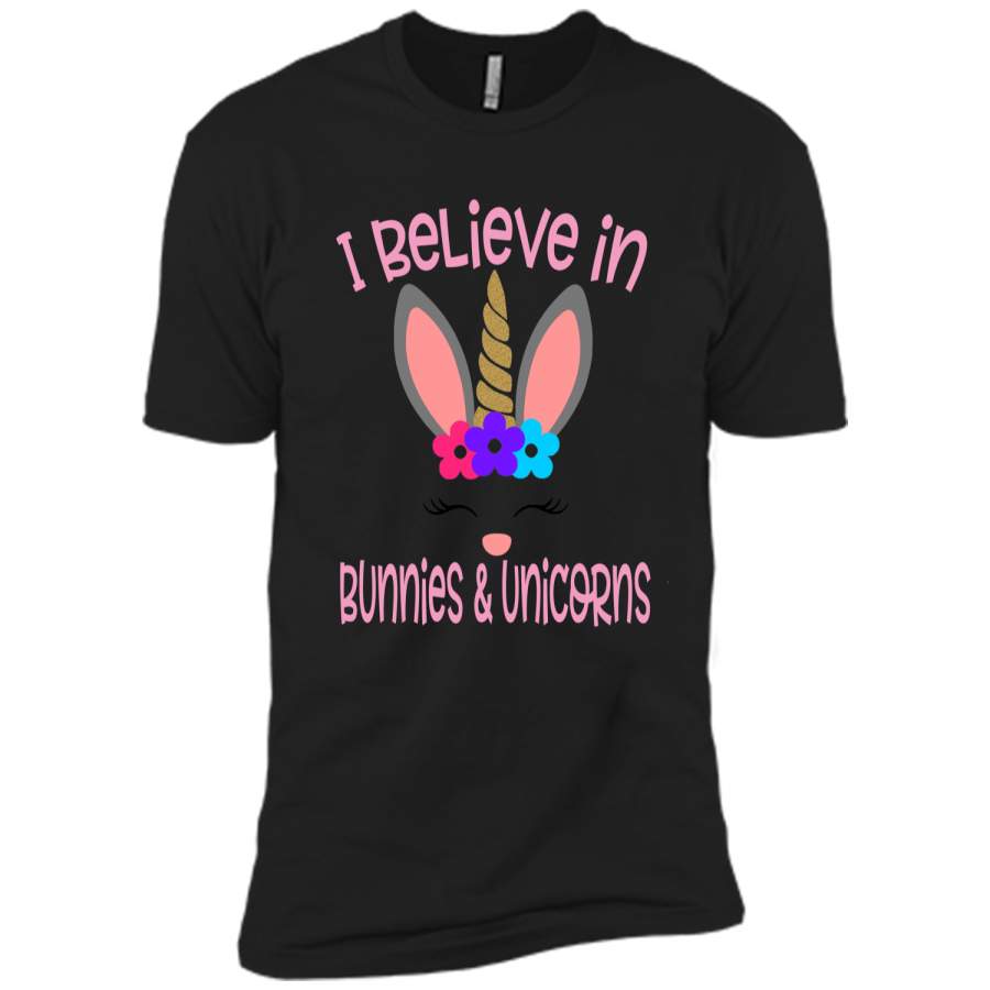 Believe Easter Bunny Unicorn Shirt Cute Easter Gift Next Level Premium Short Sleeve Tee