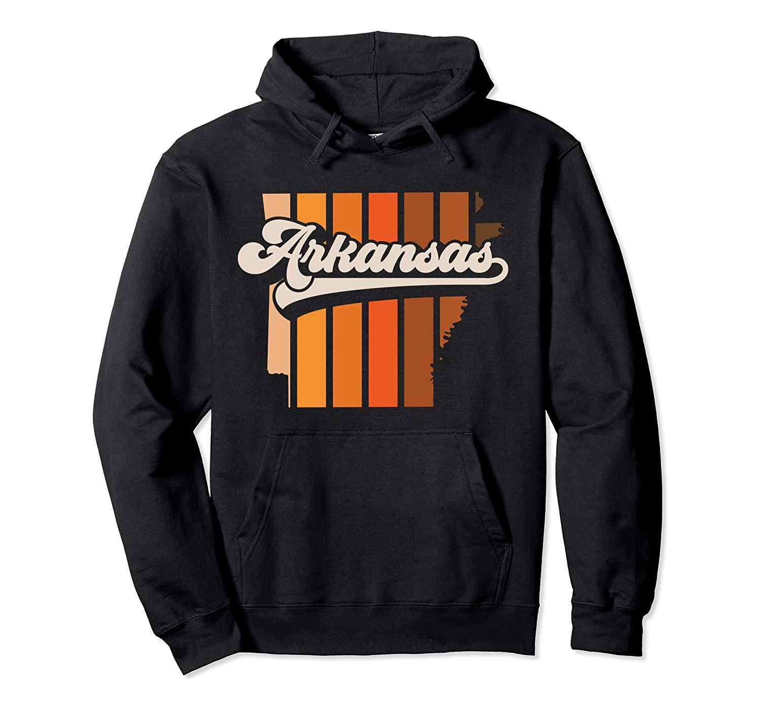 Arkansas Vintage Retro 70s Style Stripe State Silhouette Pullover Hoodie, T-Shirt, Sweatshirt