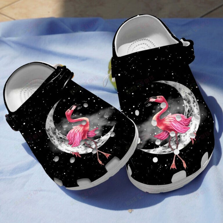 Flamingo On The Moon Shoes clogs Gifts For Women Girls