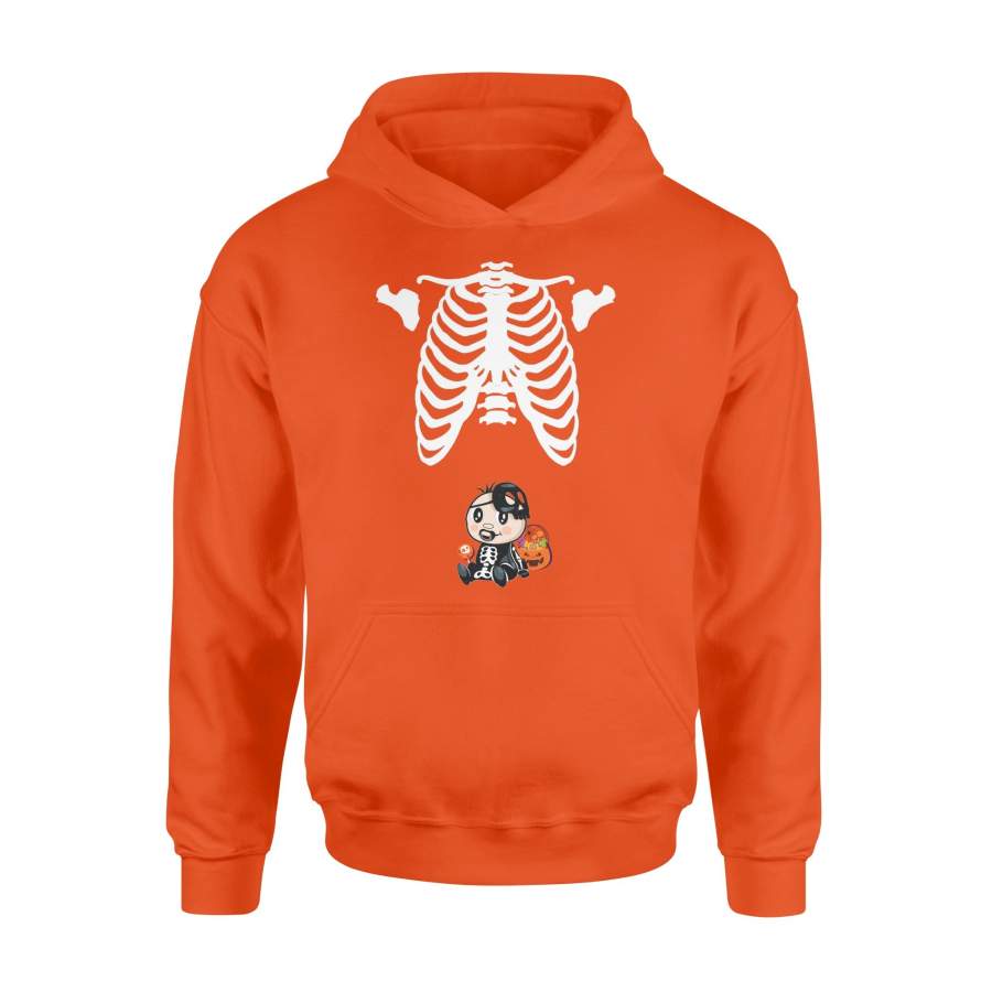 Baby Skeleton With Candy Halloween Maternity Hoodie