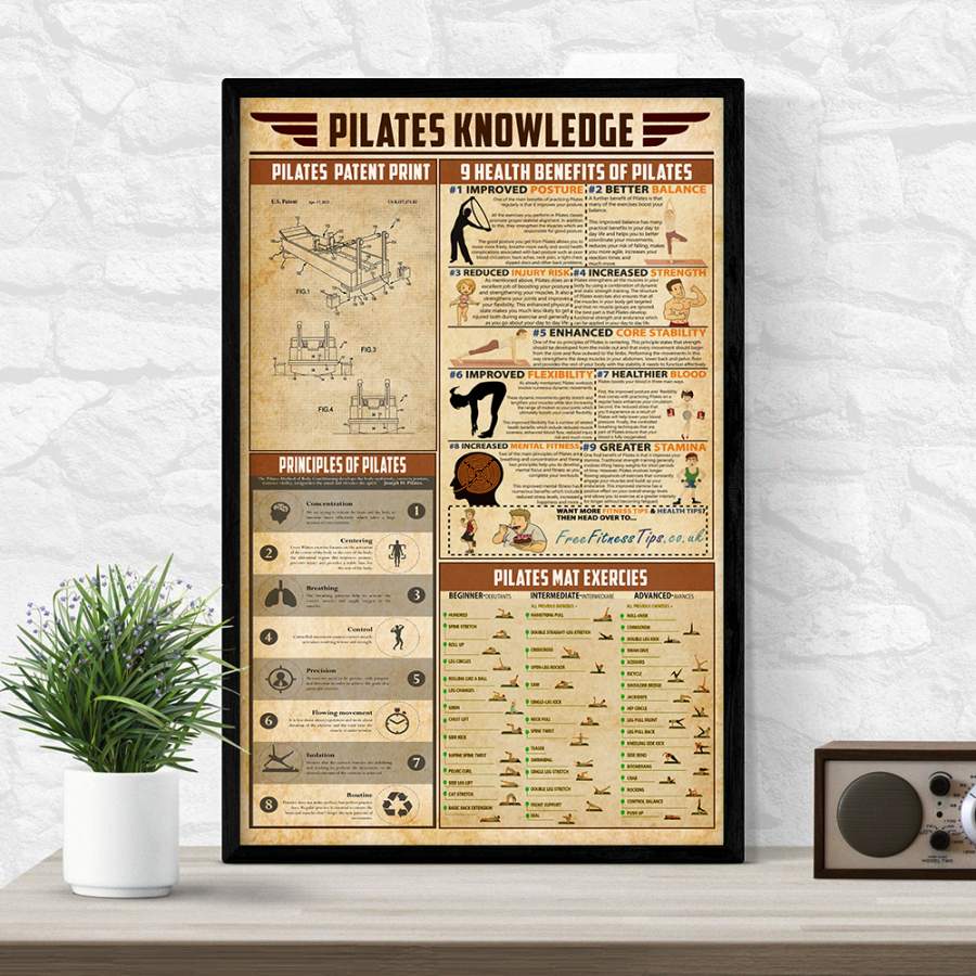 Wozoro Unframed Poster Pilates Knowledge Size 11×17, 16×24, 24×36 inch