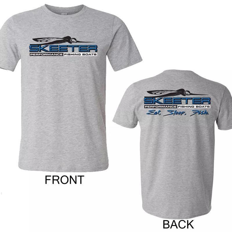 Vintage Skeeter Performance Fishing Boats T-Shirt Eat, Sleep, Fish Graphic Tee 90s Retro 2-Sided Shirt for Fishing Enthusiasts