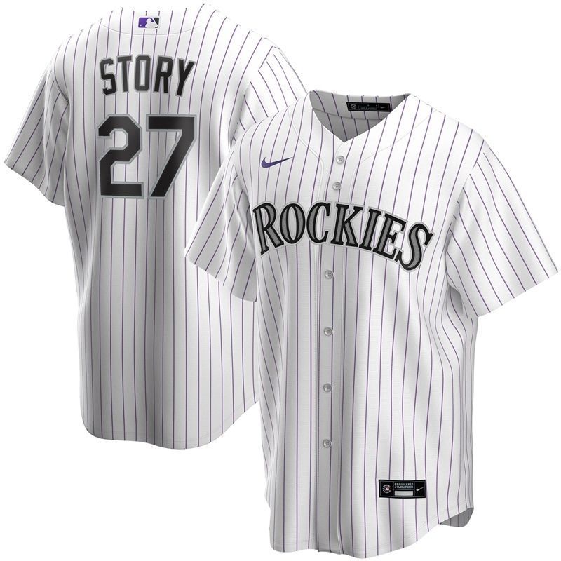 Colorado Rockies Trevor Story #27 2020 MLB White Stripe Lines Jersey