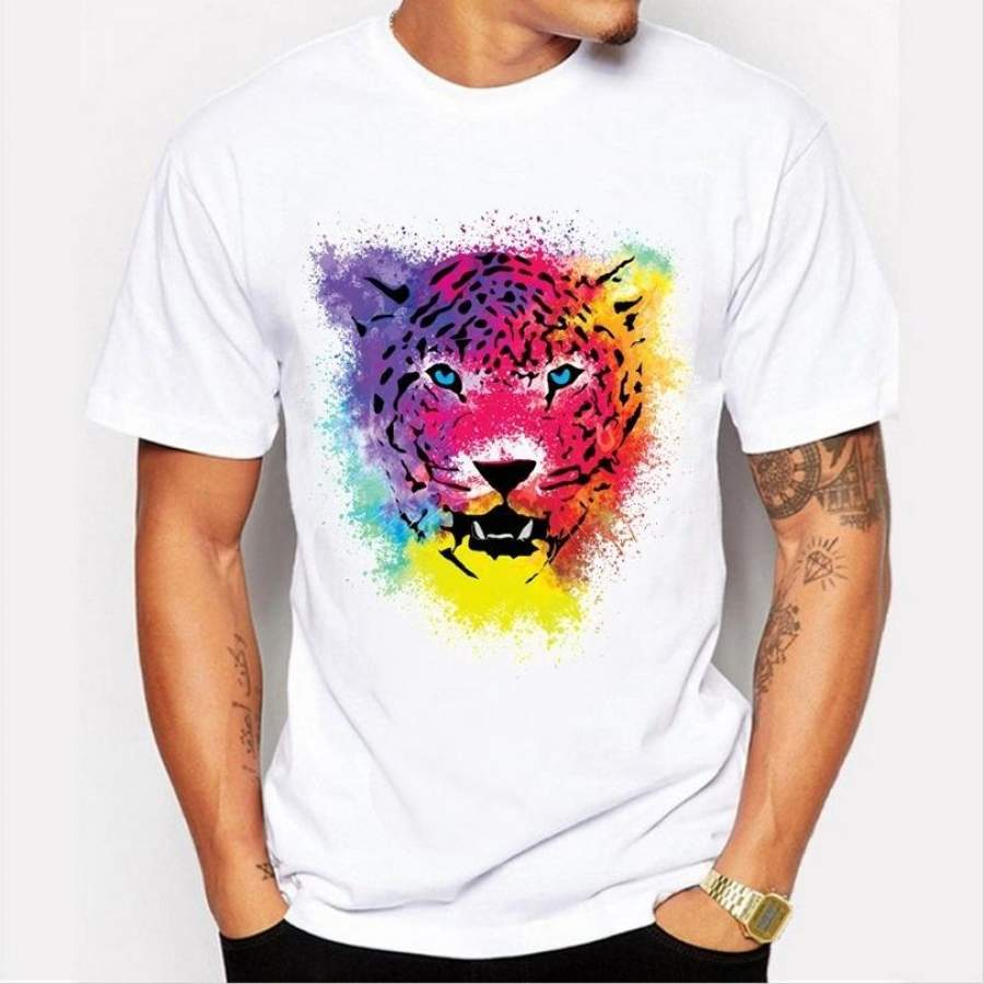 2017 Summer Street Hot T-Shirt Colorful Leopard 3D Print Animal Men’S Fashion Clothing Short Sleeve