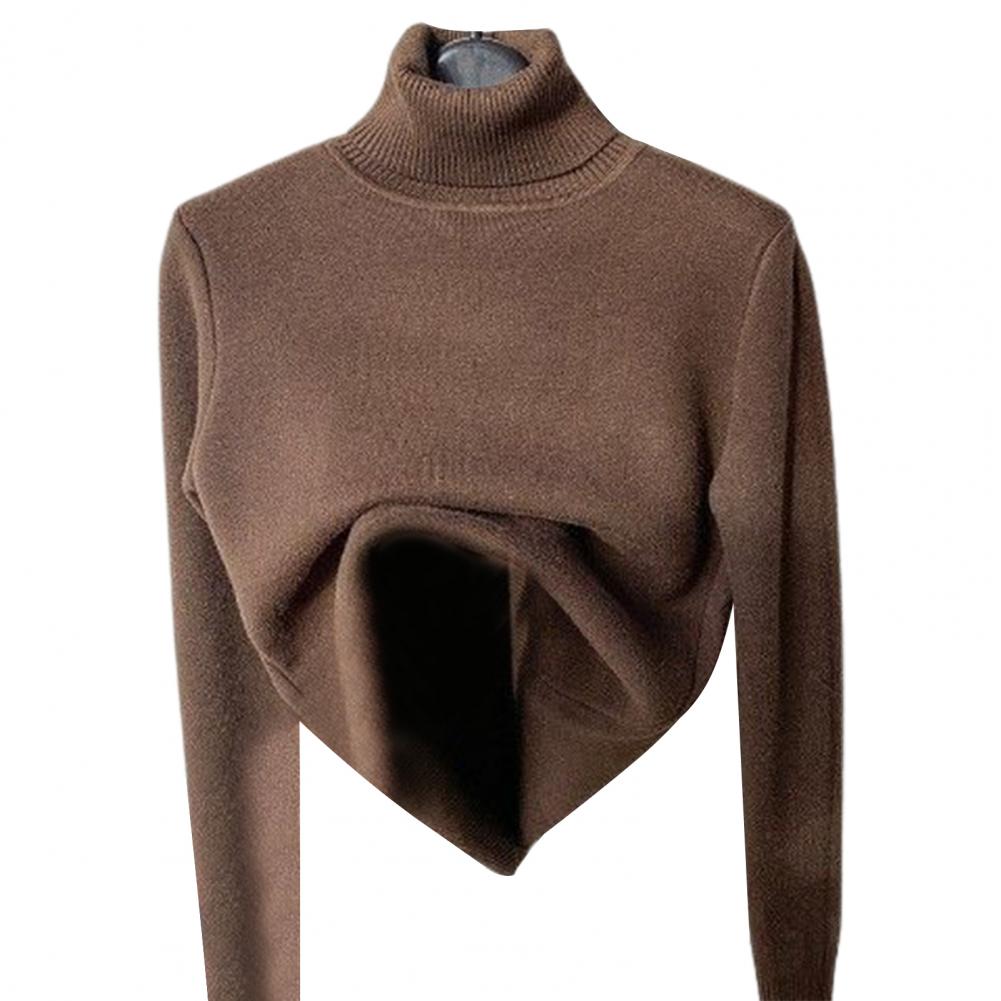 Trendy Women Knitwear Thickened Cold Resistant Soft Korean Style Velvet Lining Basic Slim Knitwear Jumper alx