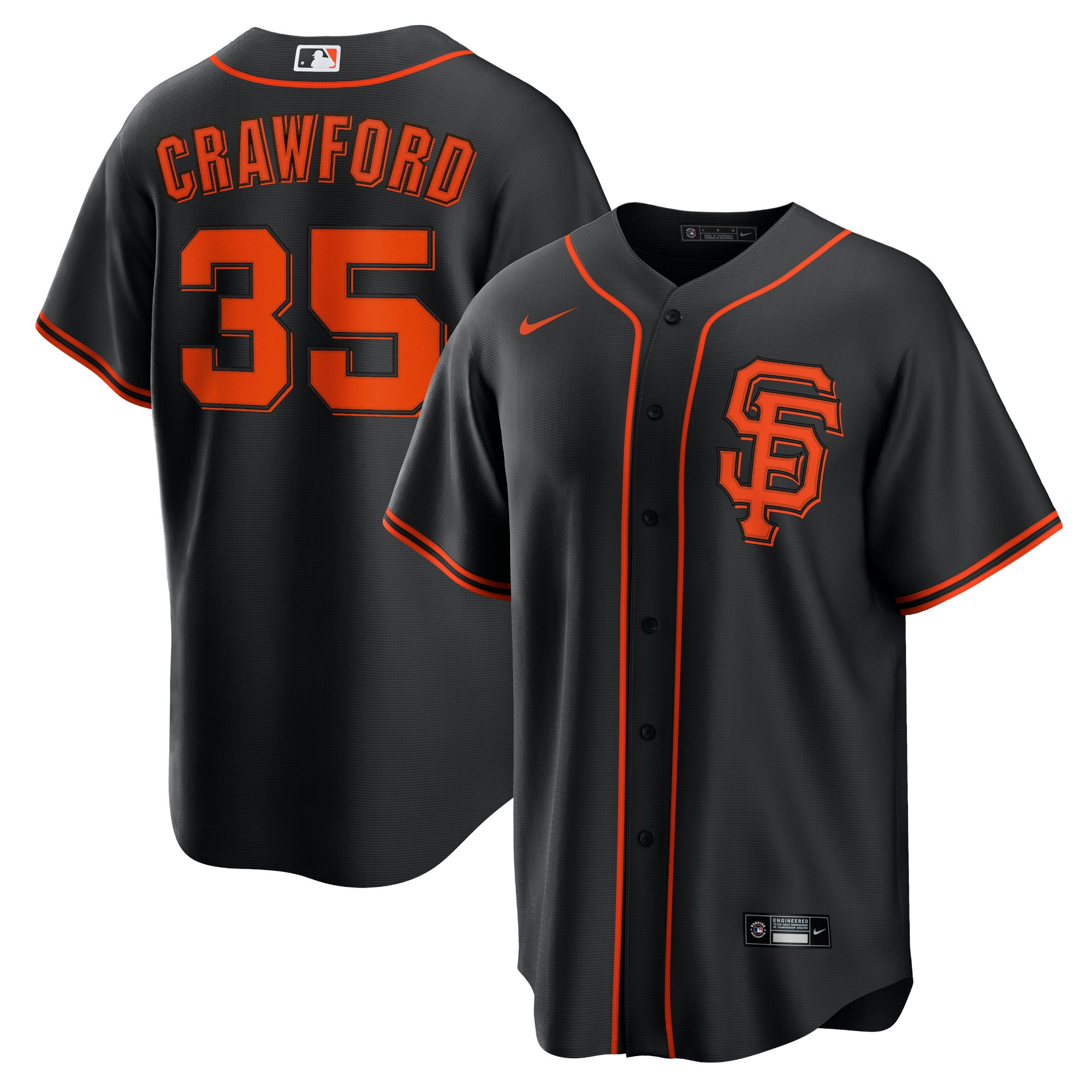 Brandon Crawford San Francisco Giants Alternate Replica Player Name Jersey – Black MLB