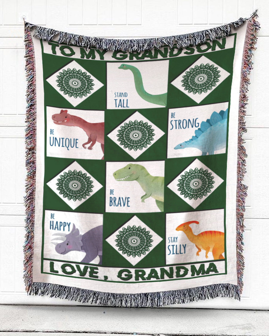 Woven Throw For Grandson Birthday Gift, Dinosaurs – Stay Tall, Cotton Blanket