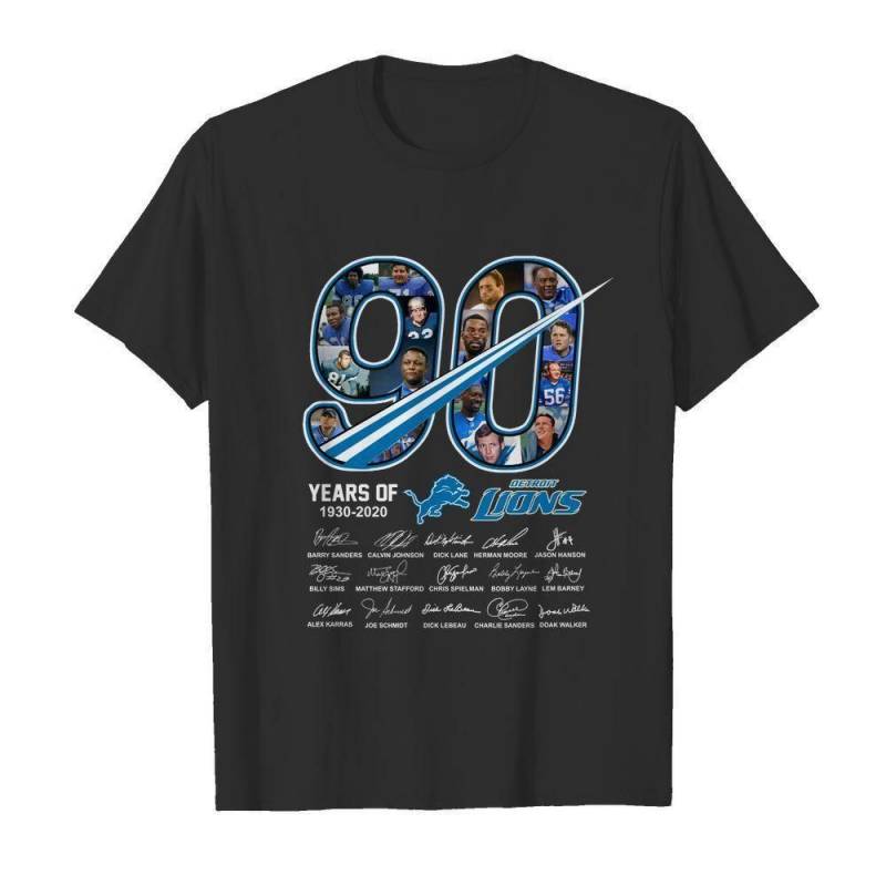 90 Years Of Detroit Lions Players Signatures T Shirt