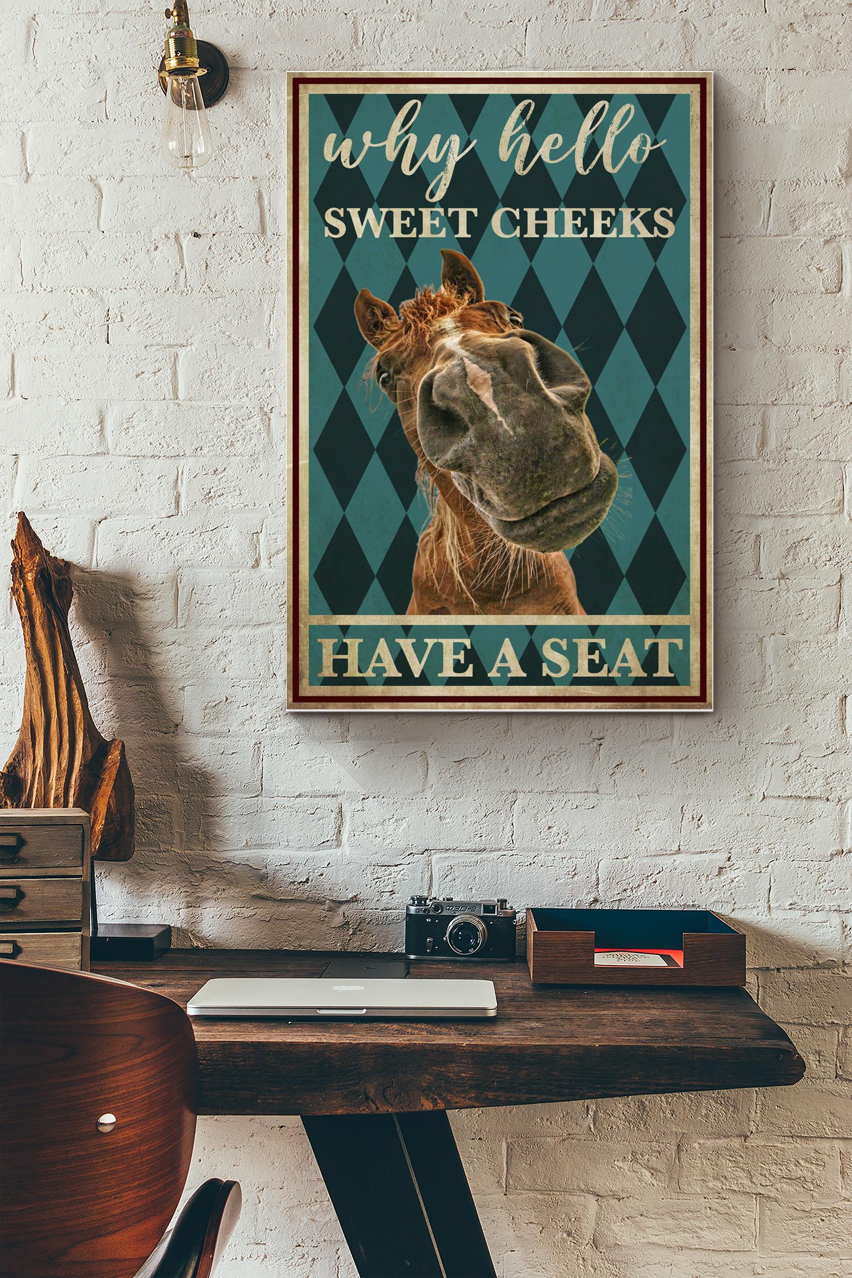 Why Hello Sweet Cheek Poster – Animal Wall Art – Gift For Horse Lover, Horse Rider, Farmhouse Decor Poster