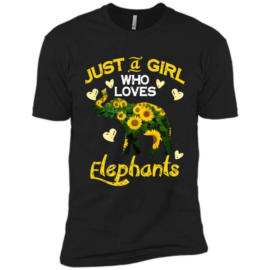 Just A Girl Who Loves Elephants, Floral Design – Canvas Unisex USA Shirt