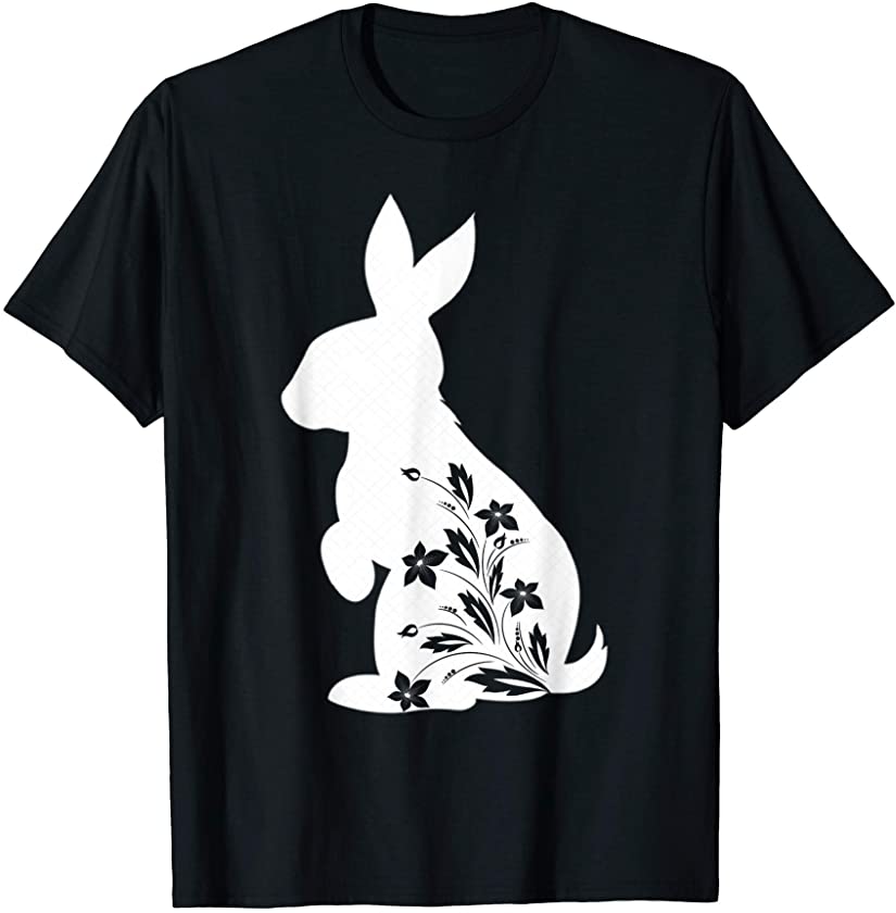 Bunny Floral Christian Resurrection Cute Easter Bunny T-Shirt