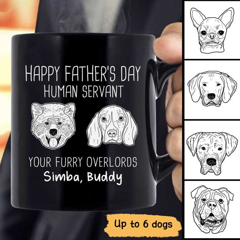 Happy Father‘S Day Dog Head Outline Gift For Dog Dad Personalized Black Mug