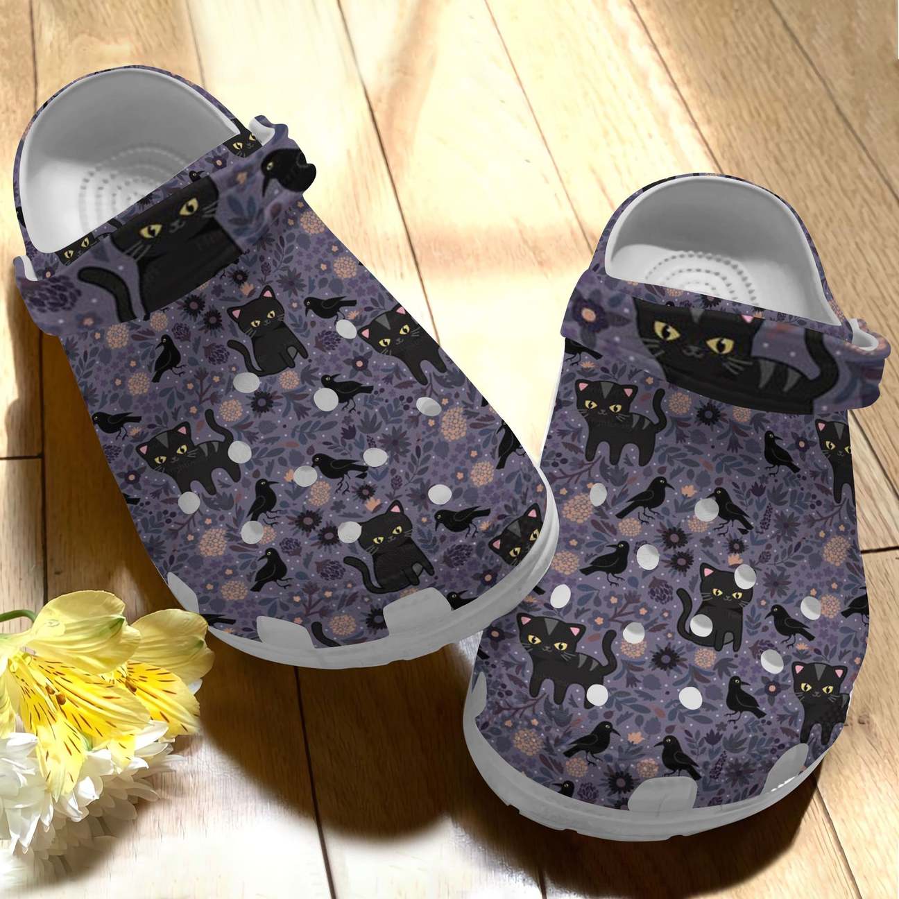 Cat And Raven Personalized Clog, Custom Name, Text, Color, Number Fashion Style For Women, Men, Kid, Print 3D