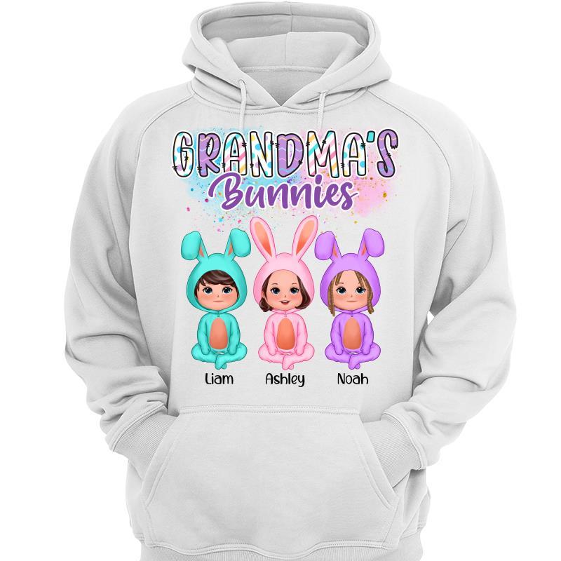 Bright Colors Pattern Grandma‘S Bunny Doll Kids Easter Personalized Hoodie Sweatshirt