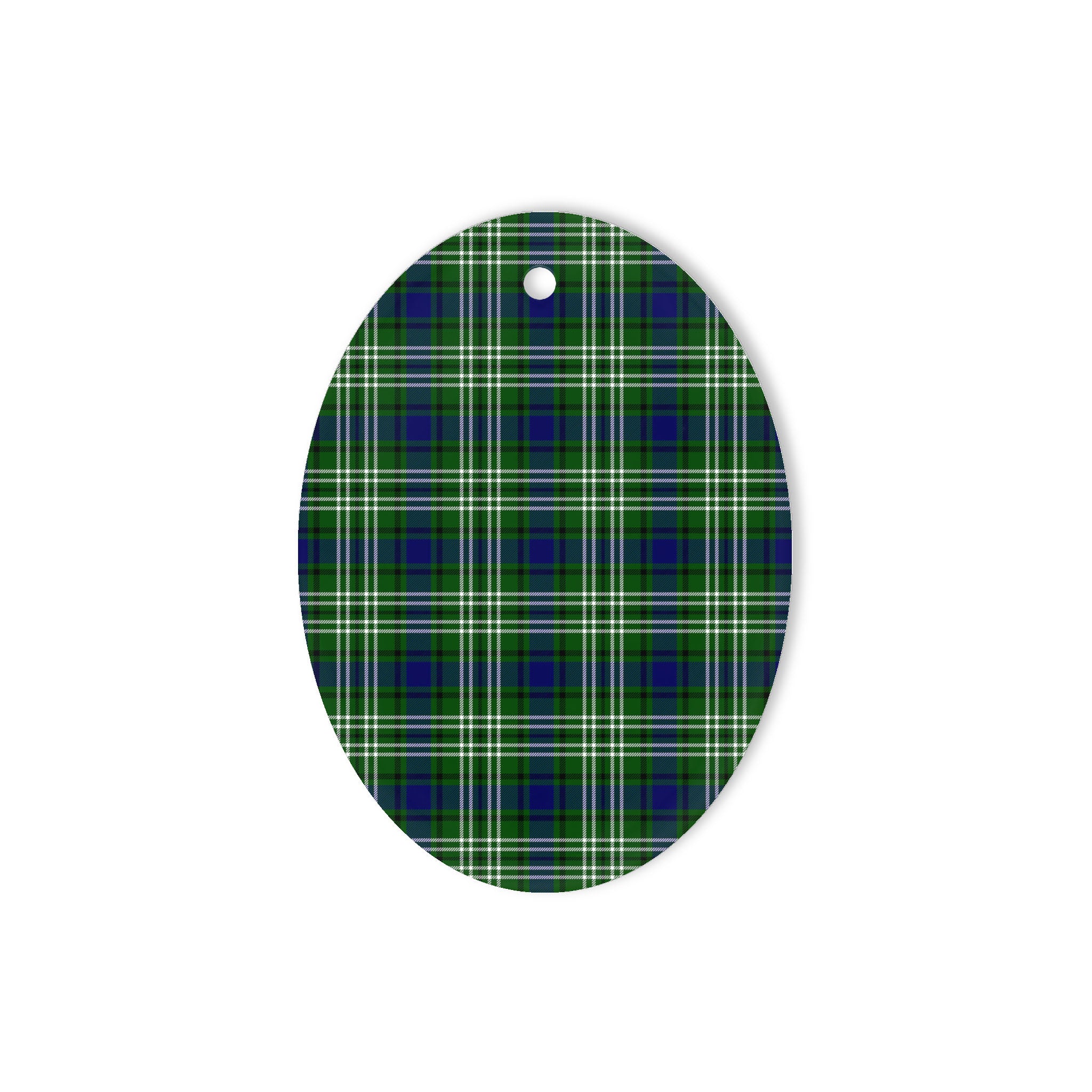 Spottiswood Tartan Oval Ornaments, Christmas Tree Ornament, Plaid Christmas Ornaments, Ceramic Oval Christmas Tree Decoration