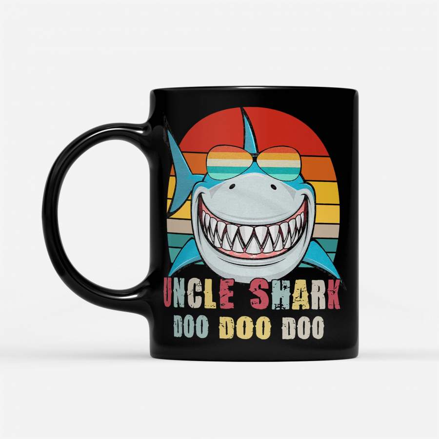 Uncle Shark Doo Doo Doo Doo Vintage Retro – Black Mug