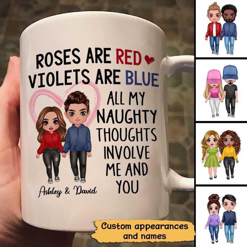 My Naughty Thoughts Doll Couple Standing Funny Personalized Mug