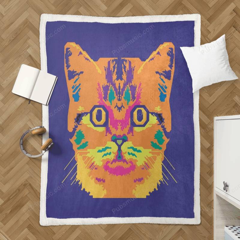 Pop Art Cat – Animal Sherpa Fleece Blanket