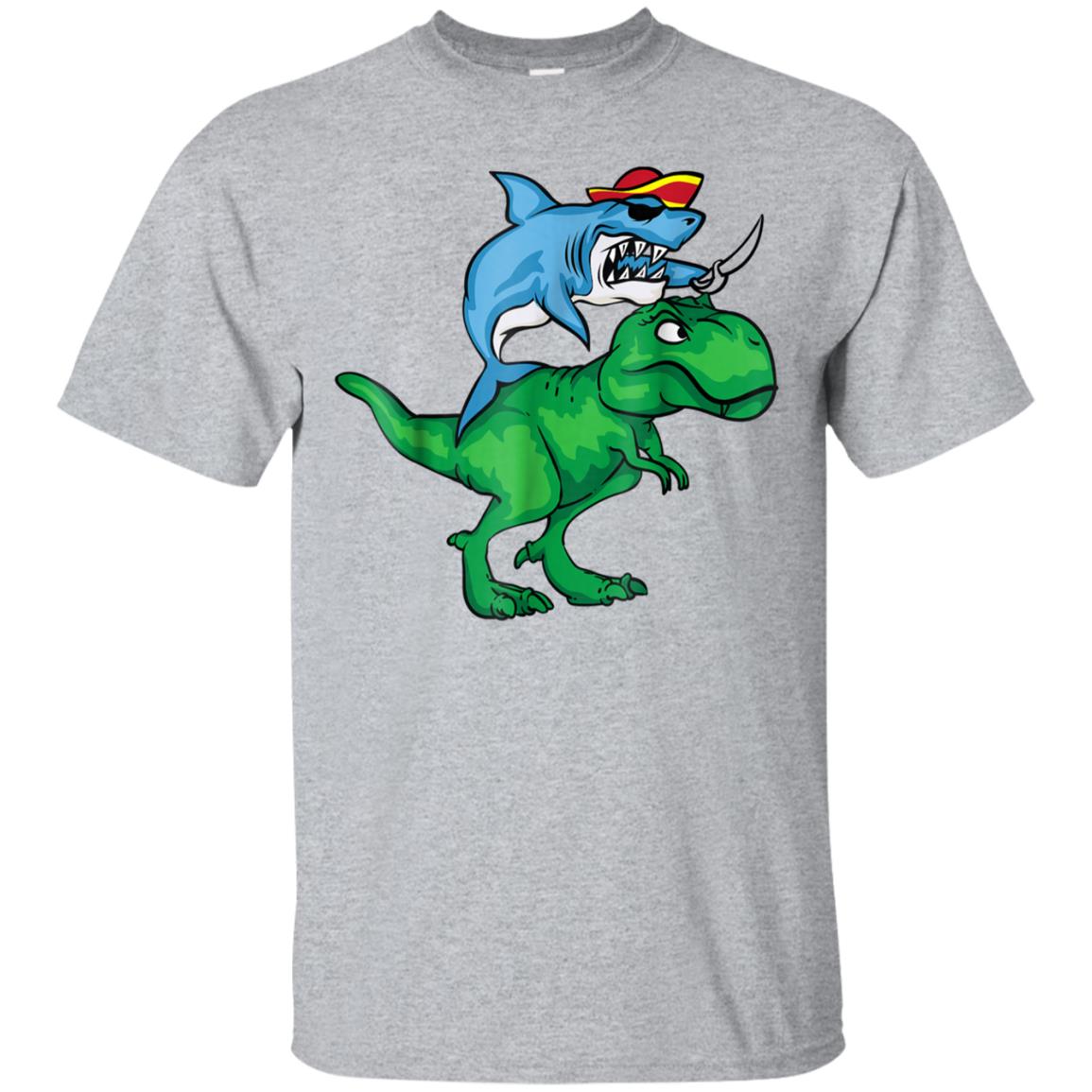 Cool Unique Shark Pirate Riding A T-Rex Shirt Week Day Gift