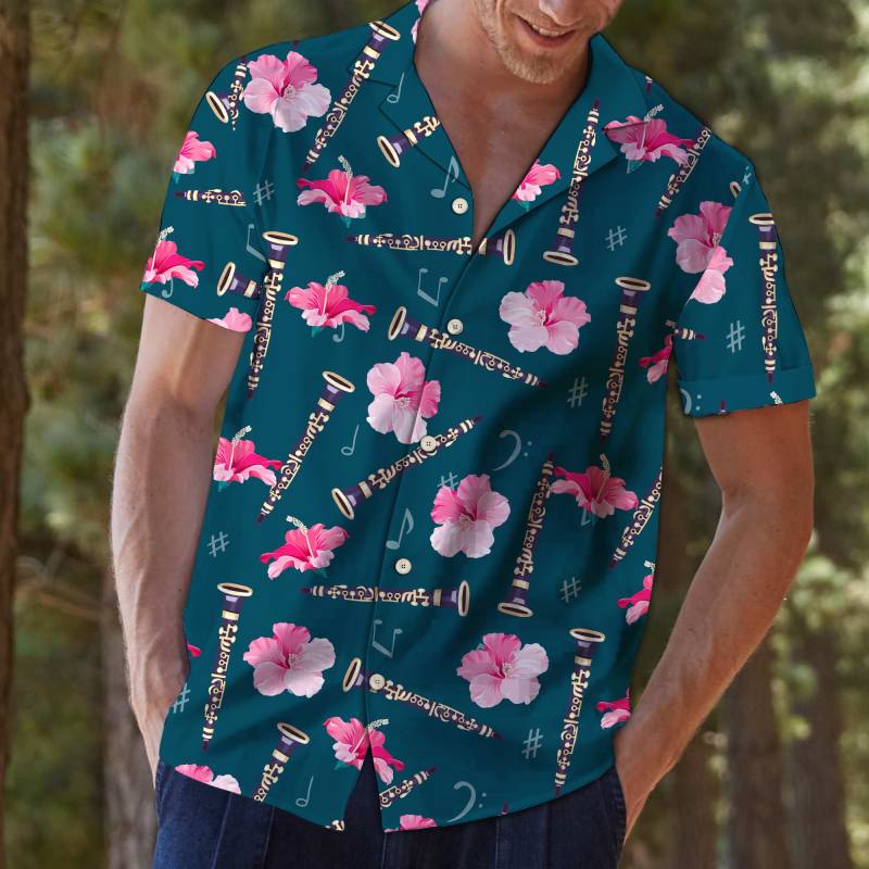 Flute Hibiscus Flower Hawaiian Shirt Ha49703