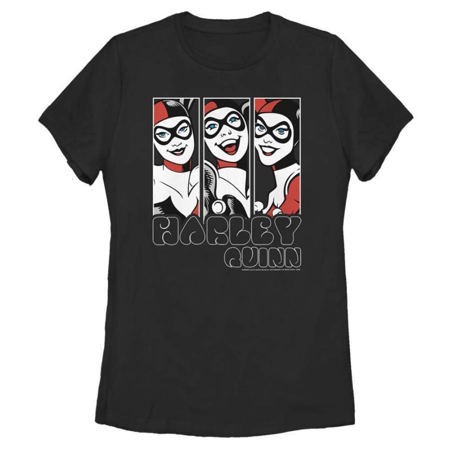 Three-Panel Harley – DC Comics: Batman Black T-Shirt, Women’s