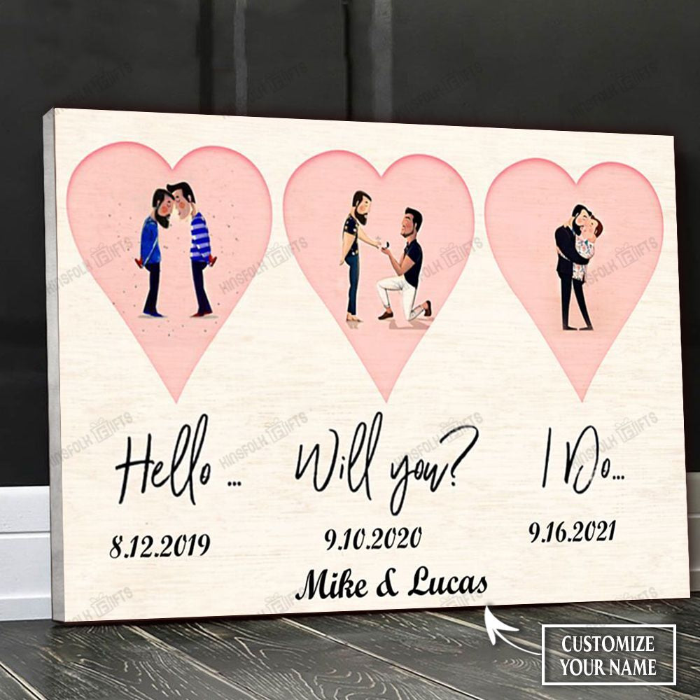 Gay Couple Hello Will You Personalized Canvas Poster Wall Art, Poster Print, Canvas Print Wall Decor