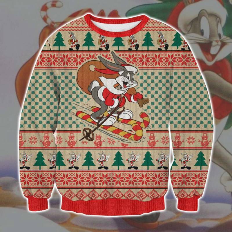 Bugs Bunny 3D Print Ugly Christmas Sweatshirt