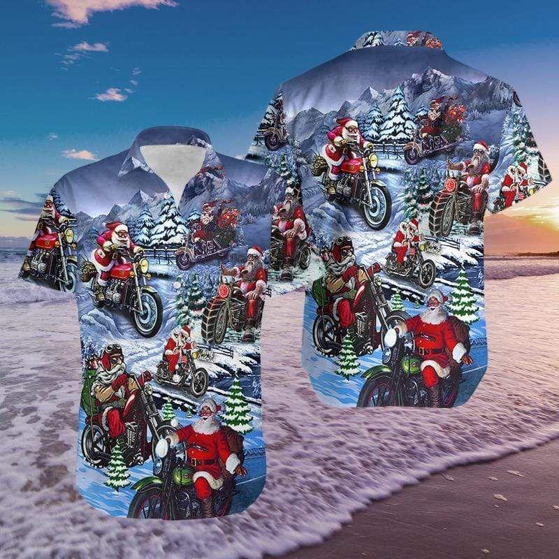 Beach Shirt Hawaiian Aloha Shirts Christmas Driving With Santa Claus Dh