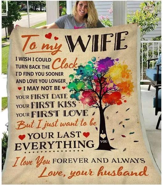 To My Wife I Wish I Could Turn Back The Clock Fleece Blanket Gift For Wife From Husband Home Decor Bedding Couch Sofa Soft And Comfy Cozy