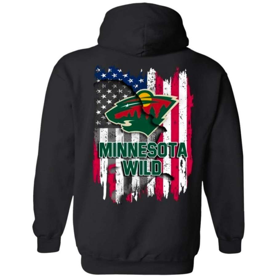 Minnesota Wild American Flag Hockey Hoodie Men Women Fan