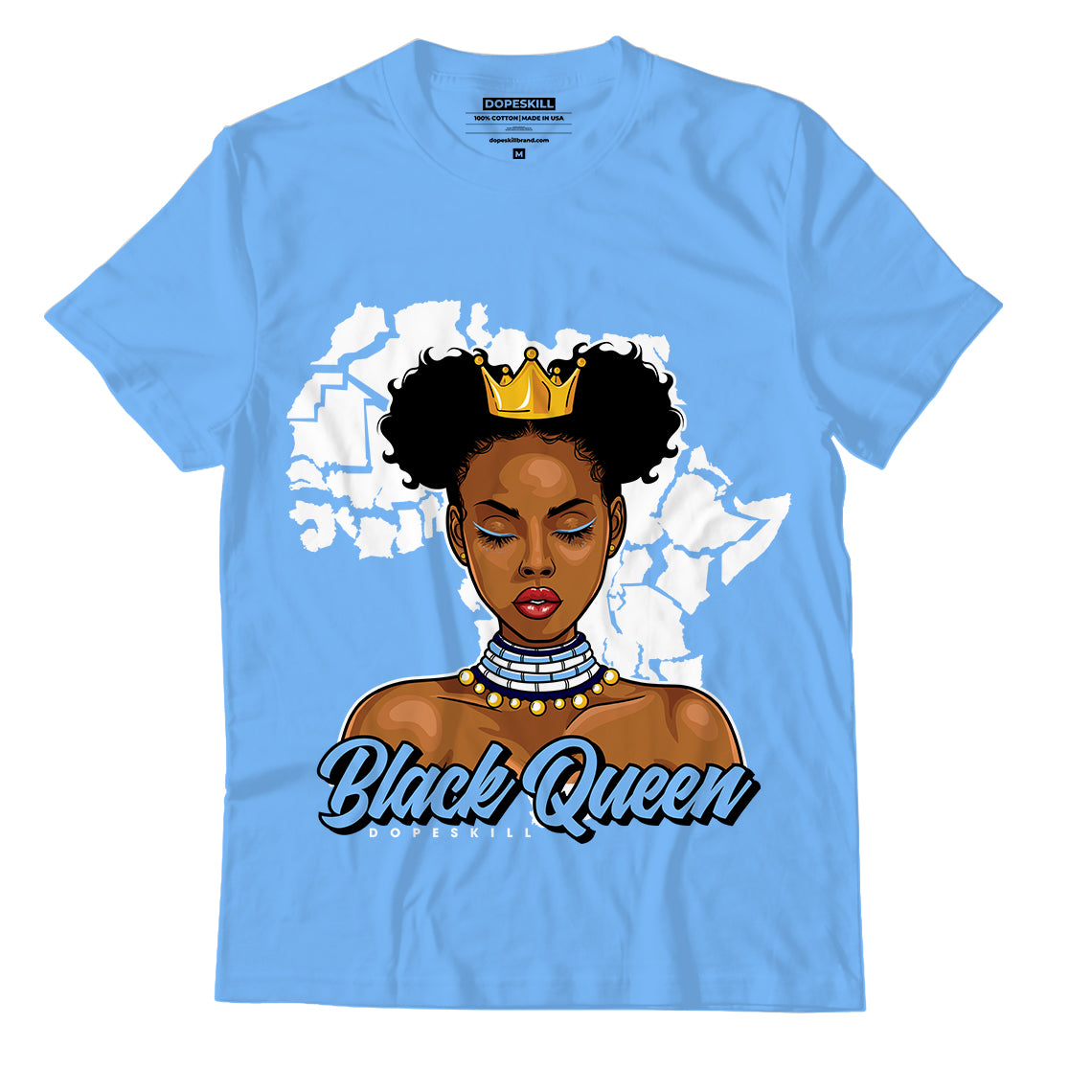 JD 6 Unc Dopeskill University Blue T-Shirt Black Queen Graphic