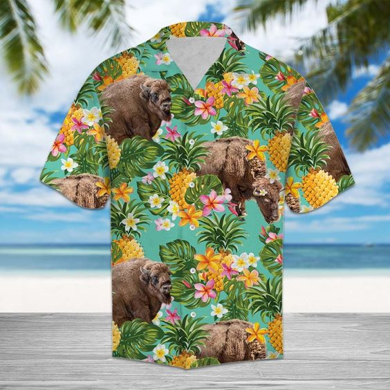 Tropical Pineapple Bison Hawaii Shirt Unisex Adult Ha46149