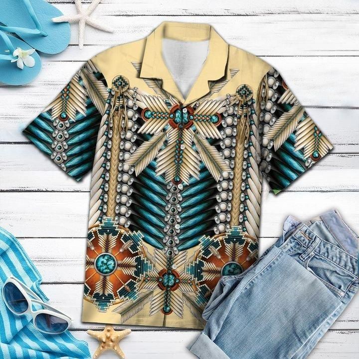 Amazing Native Warrior Hawaiian Shirt   Unisex   Full Size   Adult   Colorful   Hw1431