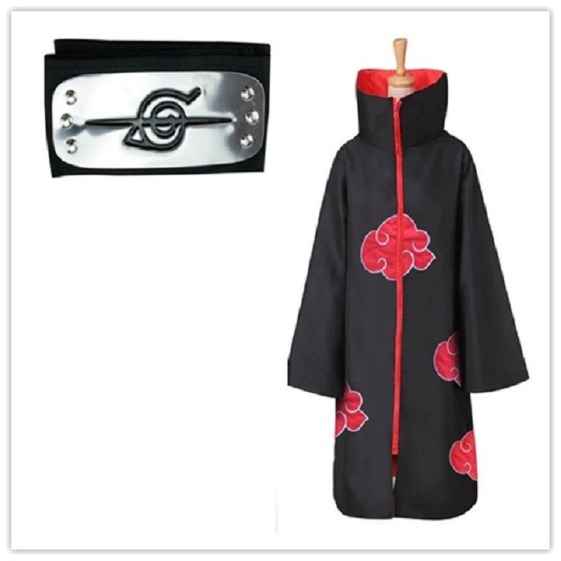 Anime Akatsuki Halloween Cosplay Costumes Headband Ring Naruto Cloak Cape Itachi Robe for Kids Aldult Women Men Boys Girls Wig alx