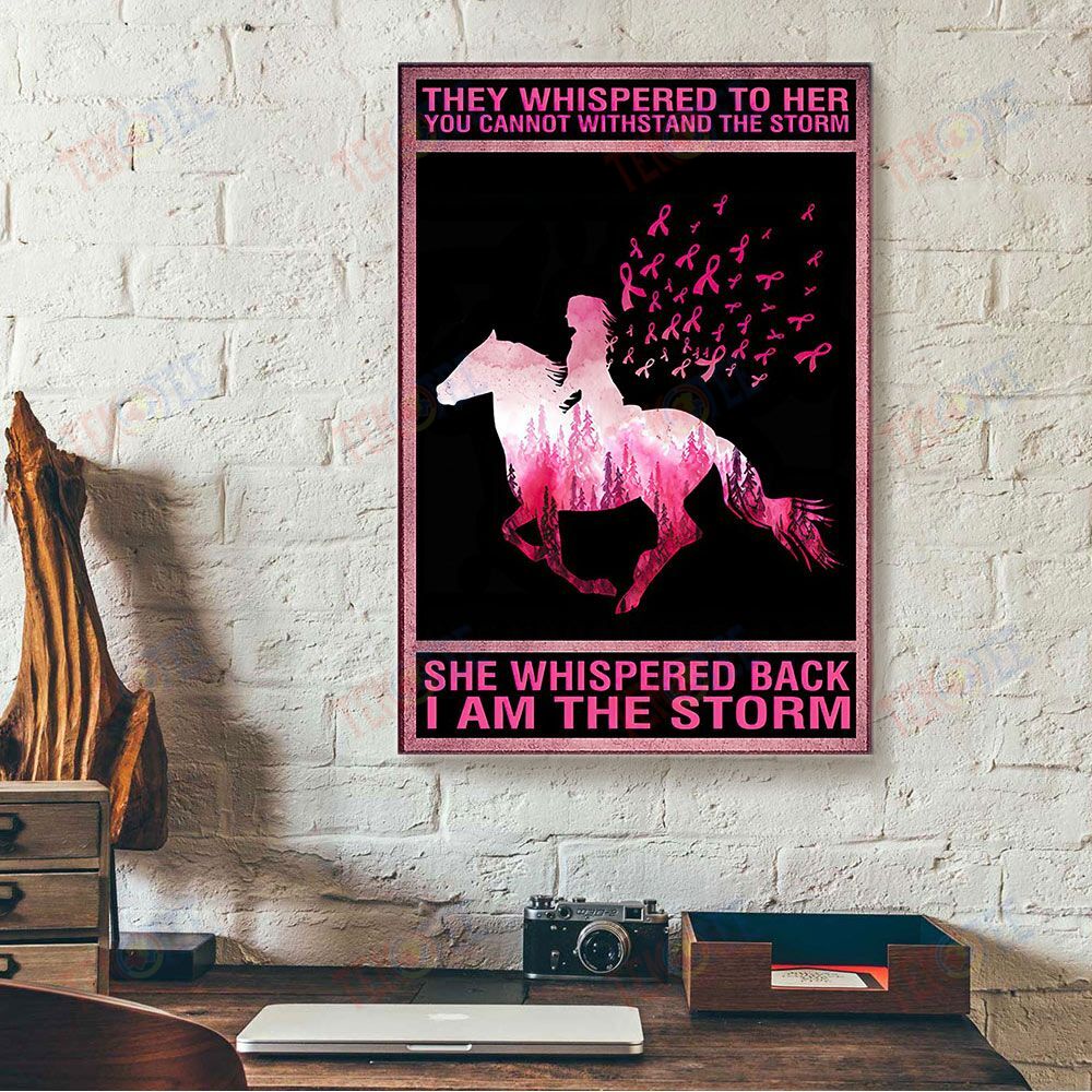 Canvas Prints I Am The Storm Girl Riding Horse Breast Cancer Canvas Wall Art Home Decoration